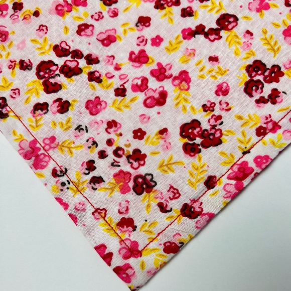 Dog Bandana Red/Yellow Floral & Red/White Polka Dot, Reversible, Snap Button - Picture 3 of 6